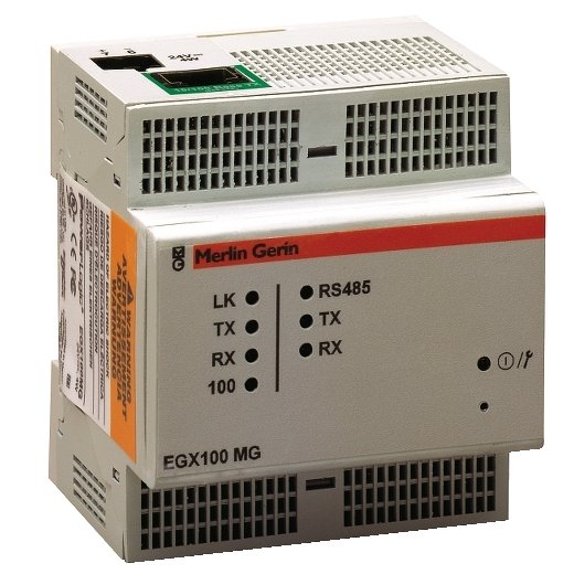 The EGX100MG Ethernet Gateway from Schneider Electric's PowerLogic series enables seamless communication between power monitoring devices and Ethernet networks.