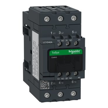 The TeSys D LC1D40AU7 is a three-pole (3P) contactor designed for reliable AC load switching up to 440V.
