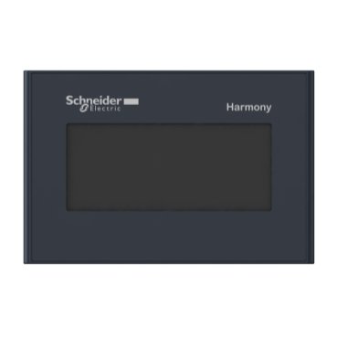 The HMISTO501 touch panel screen, part of Schneider Electric's Harmony STO and STU series, features a compact 4.3-inch resistive touch display with a resolution of 480 x 272 pixels.