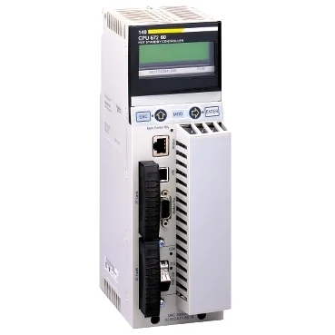 The 140CPU67260C Modicon Quantum CPU provides high-speed processing, large memory capacity, and advanced communication options, including Ethernet and Modbus.