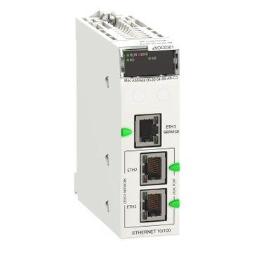 The BMENOCO301 is a communication module for the Modicon M580 programmable logic controller (PLC) series by Schneider Electric.