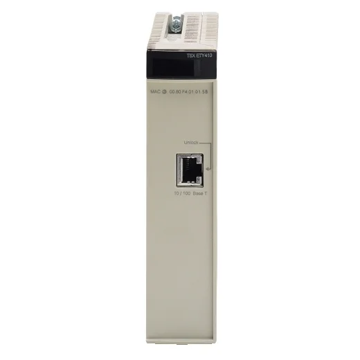 The TSXETY4103 connects Modicon Premium PLCs to Ethernet for secure, high-speed data exchange and remote access.