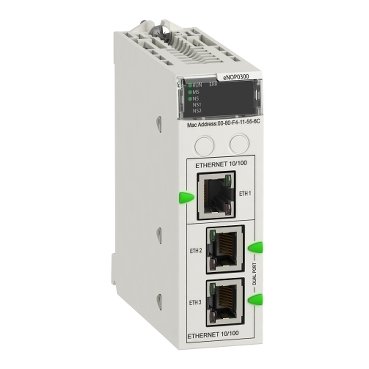 The BMENOP0300 module is an Ethernet communication module used within the Modicon M580 series.