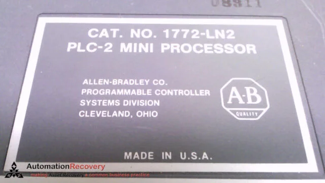 The Allen-Bradley 1772-LN2 is part of the 1772 series of PLC-2 modules. PLCs are industrial digital computers used for automation of electromechanical processes, such as control of machinery on factory assembly lines, amusement rides, or light fixtures.